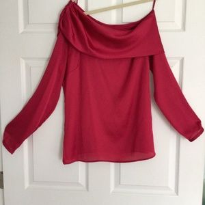 One shoulder red top